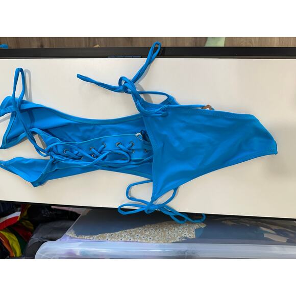NWT Skims Lace-Up Monokini Turquoise One-Piece Swimsuit XS - Picture 8 of 12